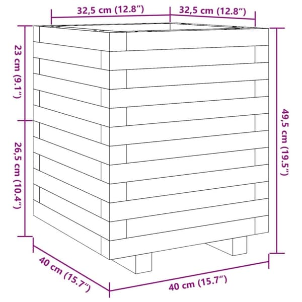 vidaXL Plantekasse voksbrun 40x40x49,5 cm heltre furu