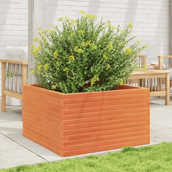 vidaXL Plantekasse voksbrun 80x80x46 cm heltre furu