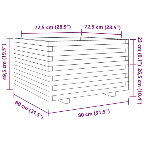 vidaXL Plantekasse 80x80x49,5 cm heltre douglasgran