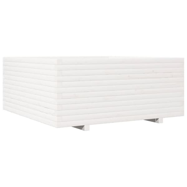 vidaXL Odlingslåda vit 110x110x49,5 cm massiv furu