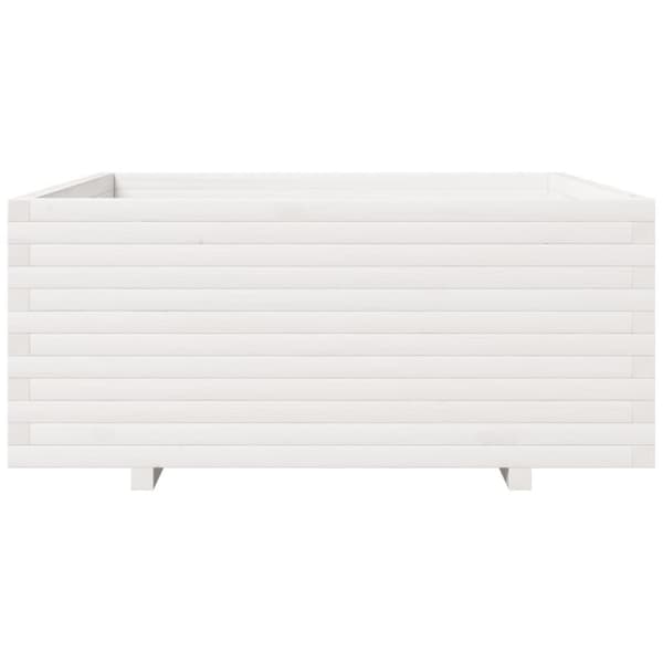 vidaXL Odlingslåda vit 110x110x49,5 cm massiv furu