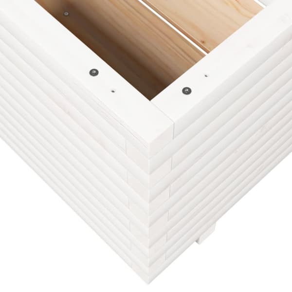 vidaXL Odlingslåda vit 110x110x49,5 cm massiv furu