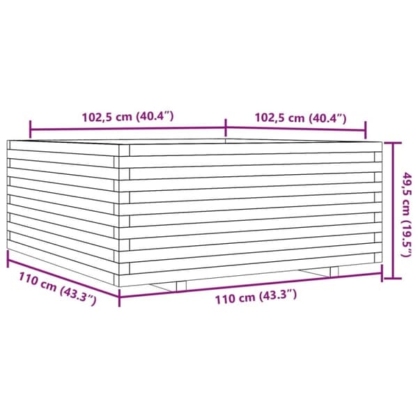 vidaXL Odlingslåda vit 110x110x49,5 cm massiv furu