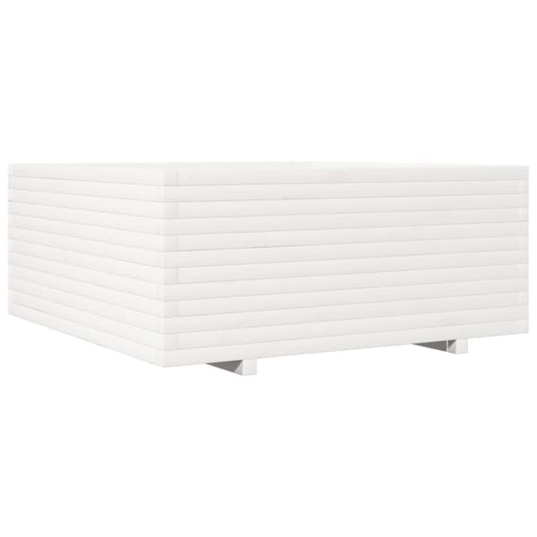 vidaXL plantekasse 110x110x49,5 cm massivt fyrretræ hvid