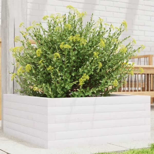 vidaXL plantekasse 60x60x23 cm massivt fyrretræ hvid