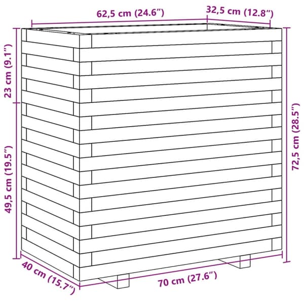 vidaXL Plantekasse voksbrun 70x40x72,5 cm heltre furu