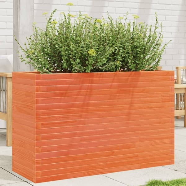 vidaXL plantekasse 110x40x68,5 cm massivt fyrretræ gyldenbrun