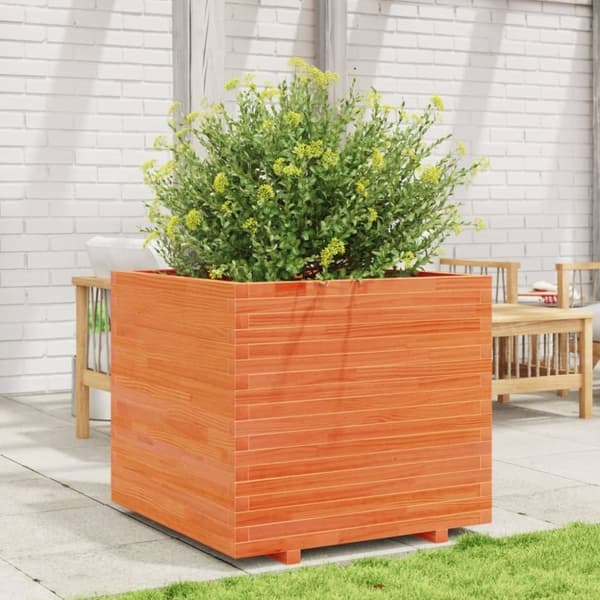 vidaXL Plantekasse voksbrun 80x80x72 cm heltre furu