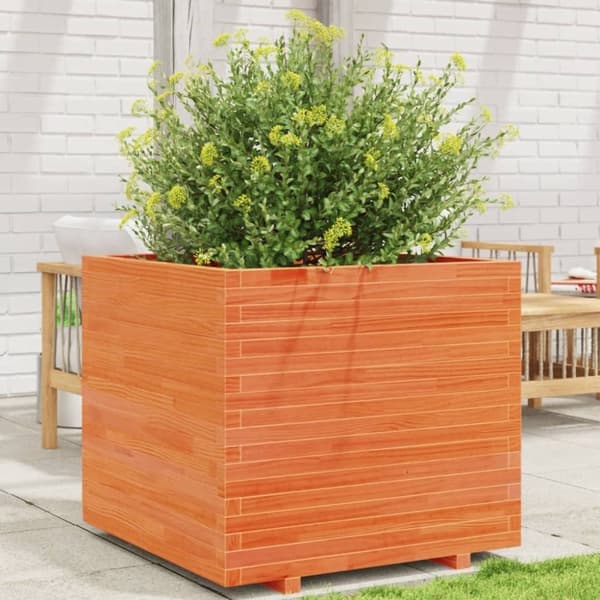 vidaXL Plantekasse voksbrun 80x80x72 cm heltre furu
