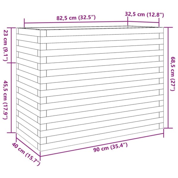 vidaXL Plantekasse hvit 90x40x68,5 cm heltre furu