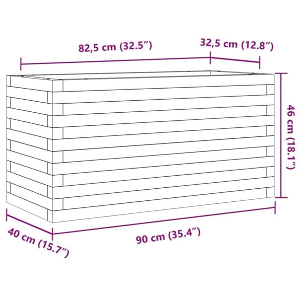 vidaXL Plantekasse voksbrun 90x40x46 cm heltre furu