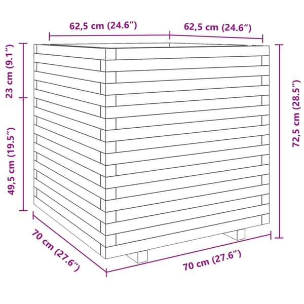 vidaXL Plantekasse 70x70x72,5 cm impregnert furu