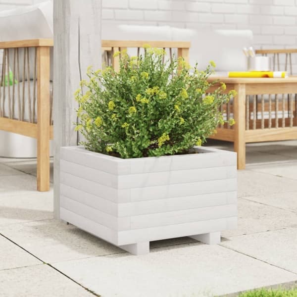 vidaXL Plantekasse hvit 40x40x26,5 cm heltre furu