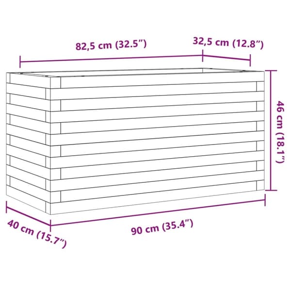 vidaXL Plantekasse 90x40x46 cm heltre furu