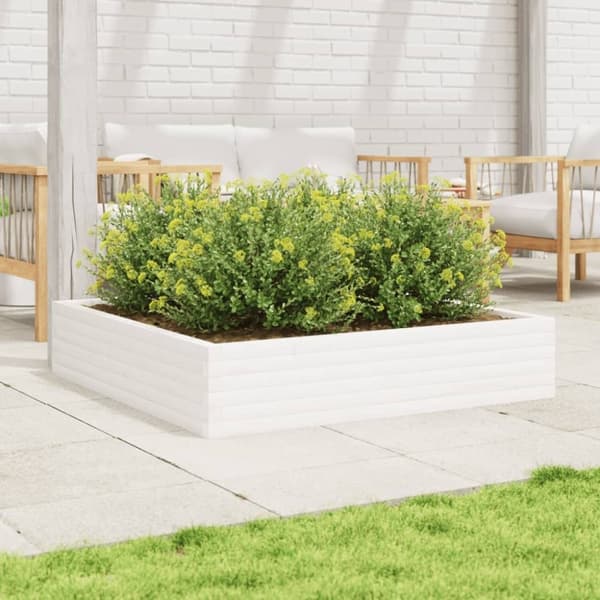 vidaXL plantekasse 110x110x23 cm massivt fyrretræ hvid