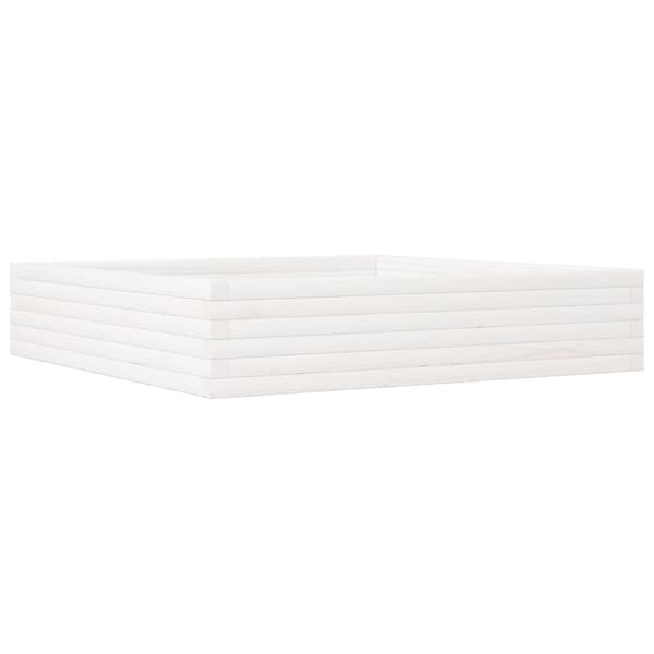 vidaXL plantekasse 110x110x23 cm massivt fyrretræ hvid