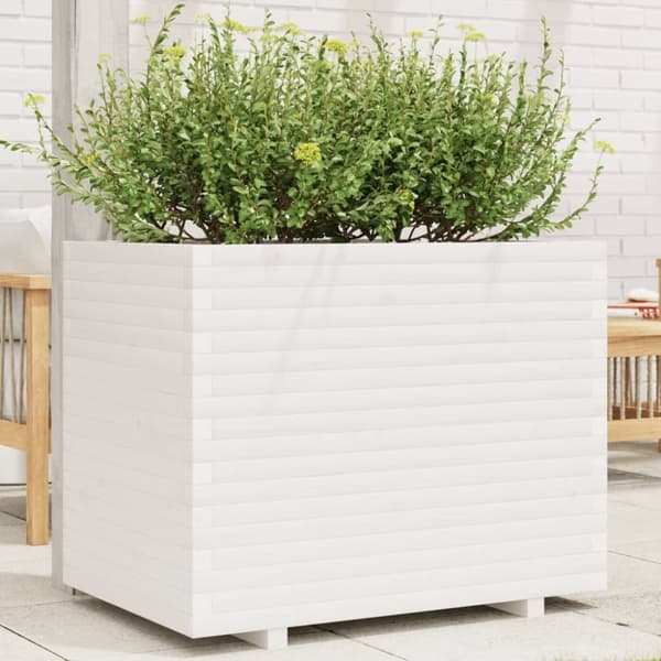 vidaXL Plantekasse hvit 90x60x72,5 cm heltre furu