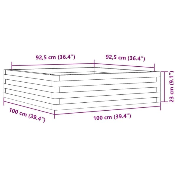 vidaXL plantekasse 100x100x23 cm massivt fyrretræ hvid