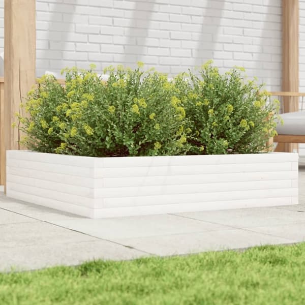 vidaXL plantekasse 100x100x23 cm massivt fyrretræ hvid