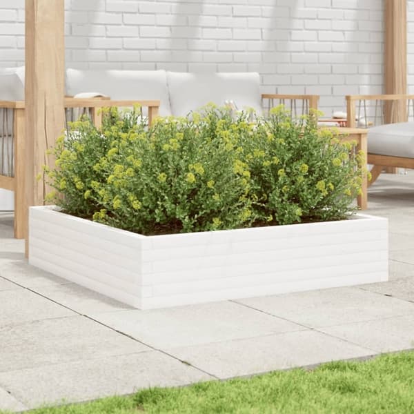 vidaXL plantekasse 100x100x23 cm massivt fyrretræ hvid