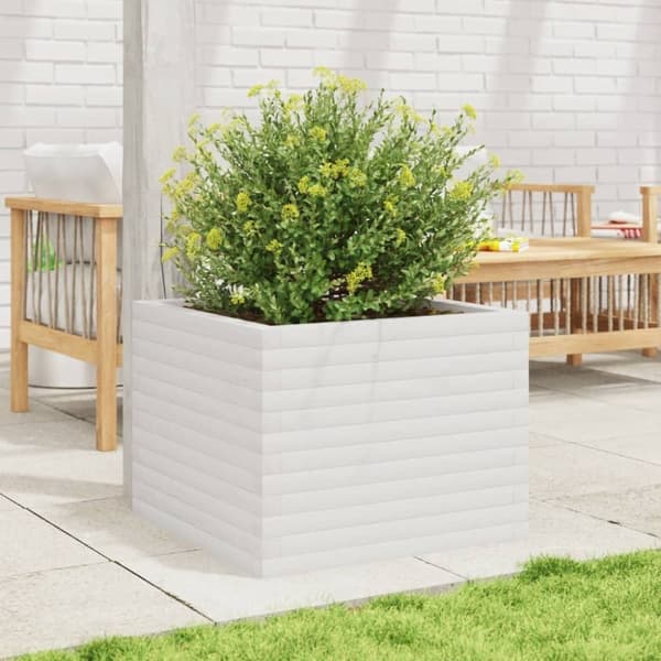 vidaXL Plantekasse hvit 60x60x45,5 cm heltre furu