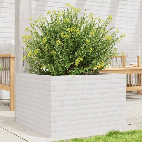vidaXL plantekasse 70x70x45,5 cm massivt fyrretræ hvid