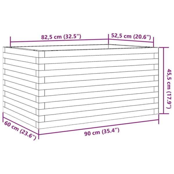 vidaXL Odlingslåda vaxbrun 90x60x45,5 cm massiv furu
