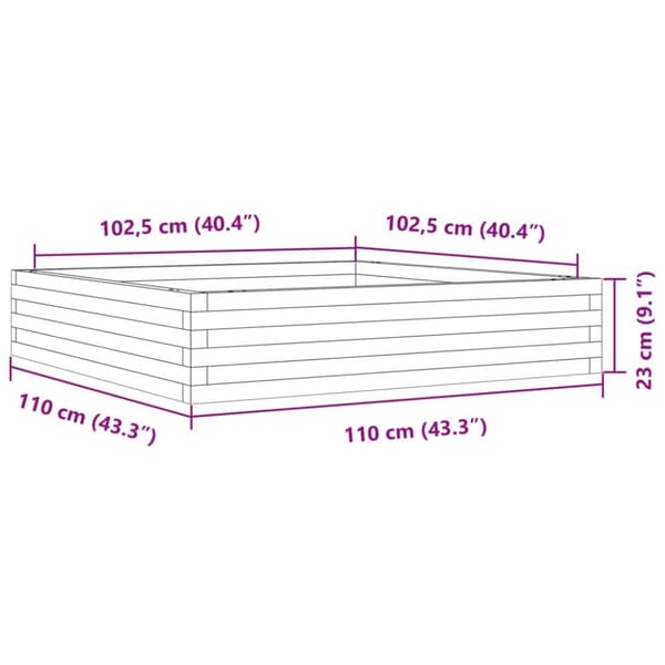 vidaXL Odlingslåda 110x110x23 cm massivt douglasträ