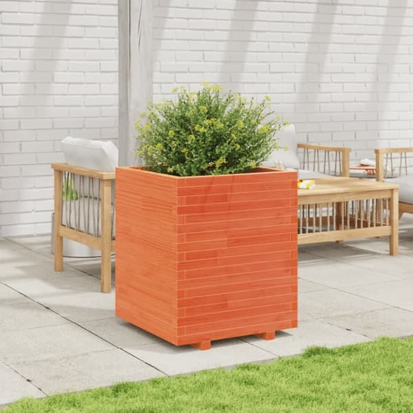 vidaXL plantekasse 60x60x72,5 cm massivt fyrretræ gyldenbrun