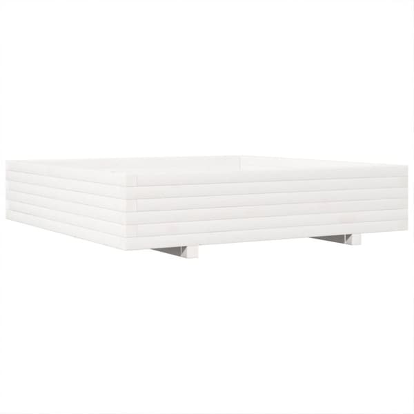 vidaXL plantekasse 110x110x26,5 cm massivt fyrretræ hvid