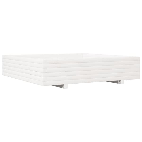 vidaXL plantekasse 110x110x26,5 cm massivt fyrretræ hvid