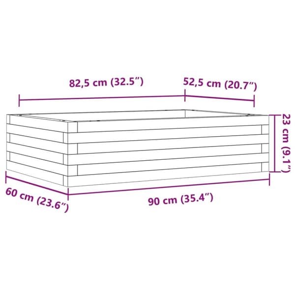 vidaXL Odlingslåda 90x60x23 cm impregnerat furu