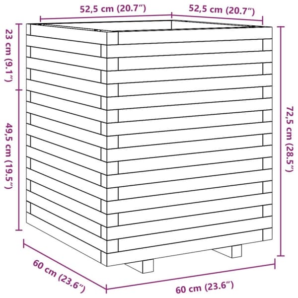 vidaXL Odlingslåda 60x60x72,5 cm impregnerat furu