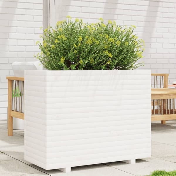 vidaXL plantekasse 90x40x72,5 cm massivt fyrretræ hvid