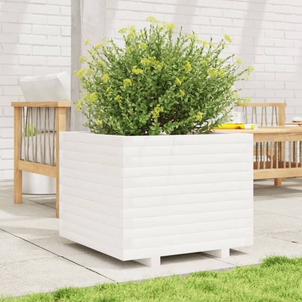 vidaXL plantekasse 60x60x49,5 cm massivt fyrretræ hvid