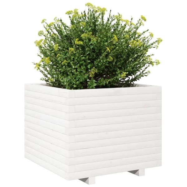 vidaXL Odlingslåda vit 60x60x49,5 cm massiv furu