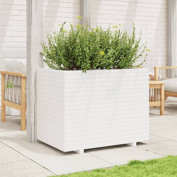 vidaXL Odlingslåda 90x60x72 cm vit massiv furu