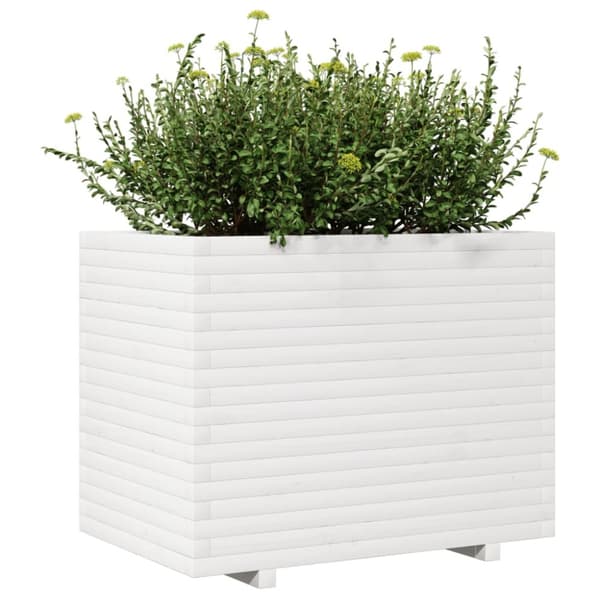 vidaXL Odlingslåda 90x60x72 cm vit massiv furu