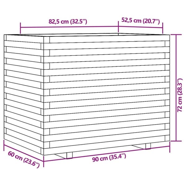 vidaXL Odlingslåda 90x60x72 cm vit massiv furu