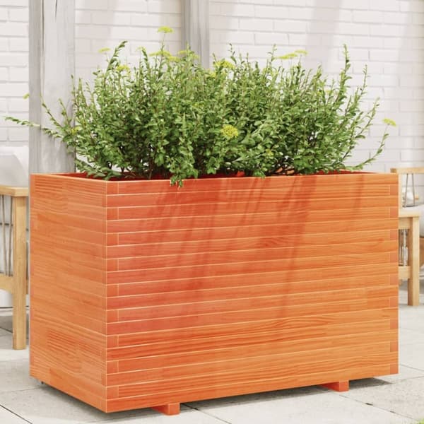 vidaXL Plantekasse voksbrun 110x60x72 cm heltre furu