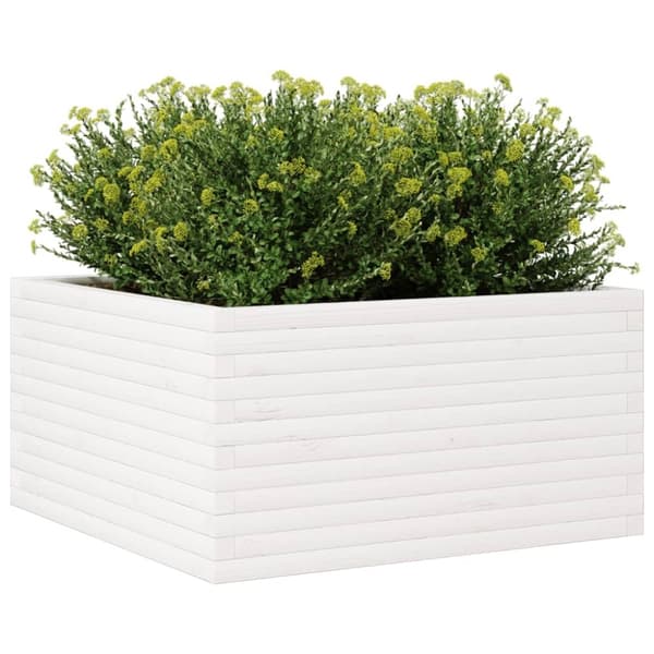 vidaXL Hageplantekasse hvit 90x90x46 cm heltre furu