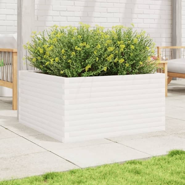 vidaXL Hageplantekasse hvit 90x90x46 cm heltre furu
