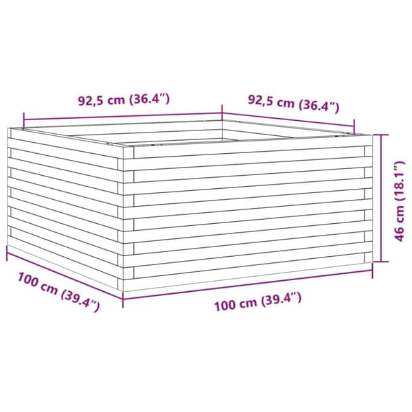 vidaXL Plantekasse voksbrun 100x100x46 cm heltre furu