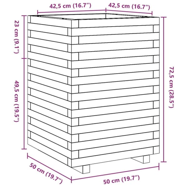 vidaXL plantekasse 50x50x72,5 cm massivt fyrretræ