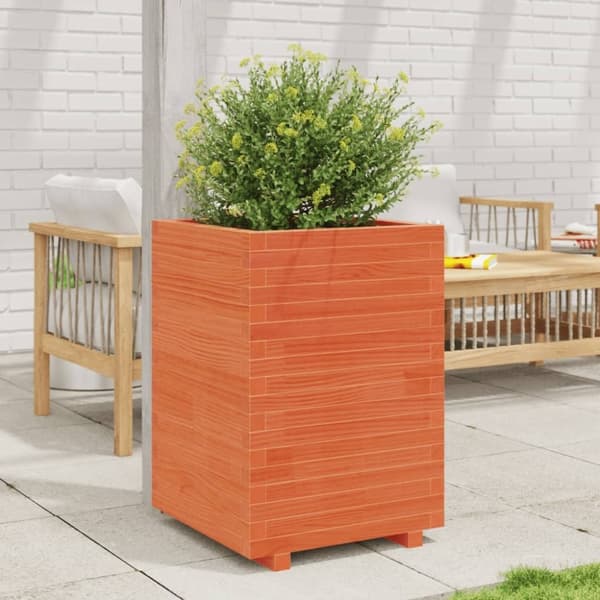 vidaXL plantekasse 50x50x72,5 cm massivt fyrretræ gyldenbrun