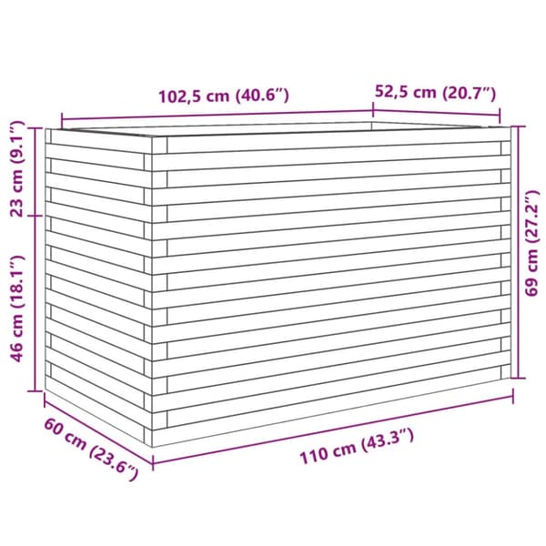 vidaXL plantekasse 110x60x68,5 cm imprægneret fyrretræ