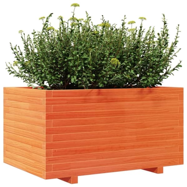 vidaXL plantekasse 90x60x49,5 cm massivt fyrretræ gyldenbrun
