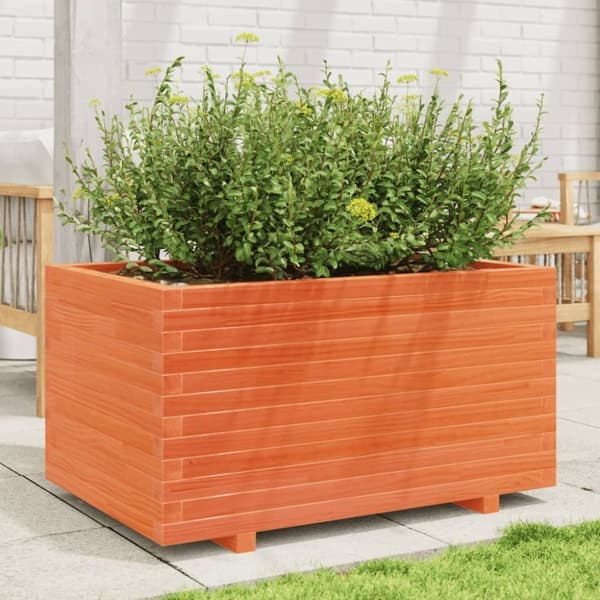 vidaXL plantekasse 90x60x49,5 cm massivt fyrretræ gyldenbrun