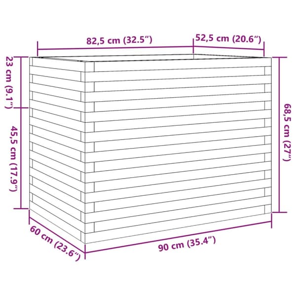 vidaXL Plantekasse voksbrun 90x60x68,5 cm heltre furu