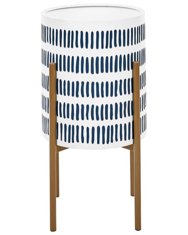 Blomsterpotte med stativ Hvit Blå Metall 31 x 31 x 58 cm Gullfarget stativ Moderne design Dekorasjon Innendørs